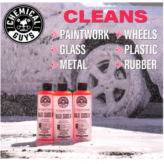 Chemical Guys CWS_101_16 Maxi Suds II Super Suds Car Wash Shampoo (16 Oz) Cherry