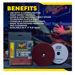 Meguiar's Professional 5" Compound Foam Pad, 2pk, 10/CV