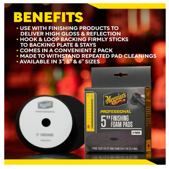 Meguiar's Professional 5" Finishing Foam Pad, 2pk, 10/CV