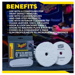 Meguiar's Professional 6" Microfiber Pad, 2pk, 10/CV
