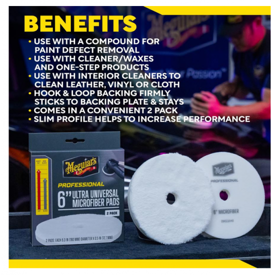 Meguiar's Professional 6" Microfiber Pad, 2pk, 10/CV